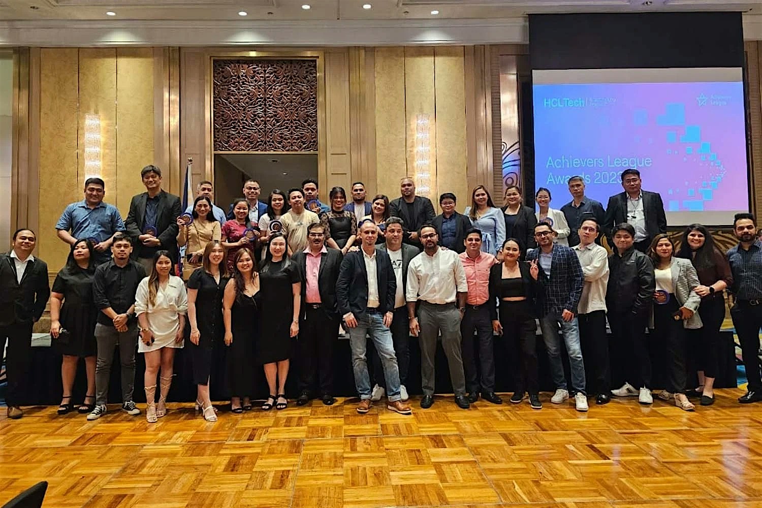 Top performers with the HCLTech Philippines leadership team at the Achievers League Top performers with the HCLTech Philippines leadership team at the Achievers League