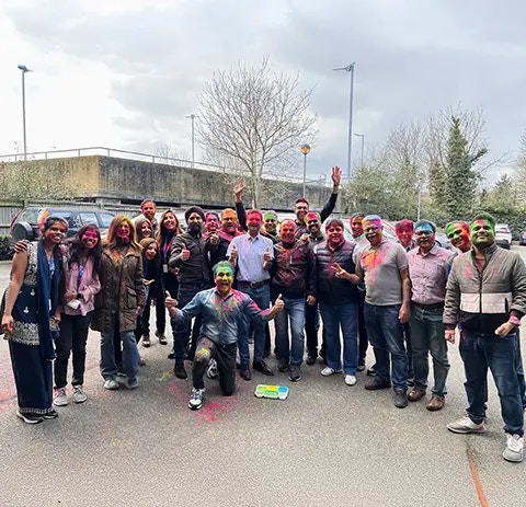 Holi celebrations at HCLTech UK bursting with color, laughter, unity