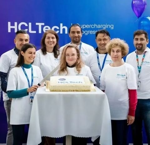 Cake-cutting at the HCLTech Brand Transformation event Cake-cutting at the HCLTech Brand Transformation event