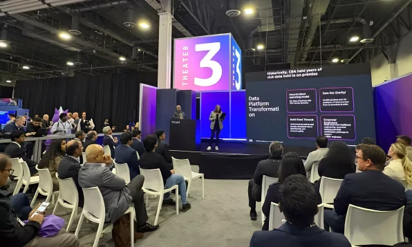 HCLTech and Commonwealth Bank Australia leaders presenting a session at AWS Summit, Sydney