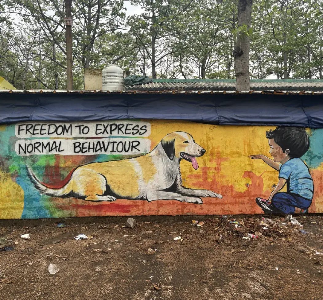 A graffiti wall outside the newly operationalized facility in Greater Noida, UP