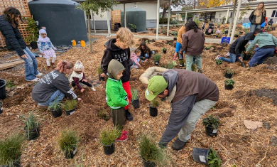 Children taking part in a planting drive organized by Daily Acts