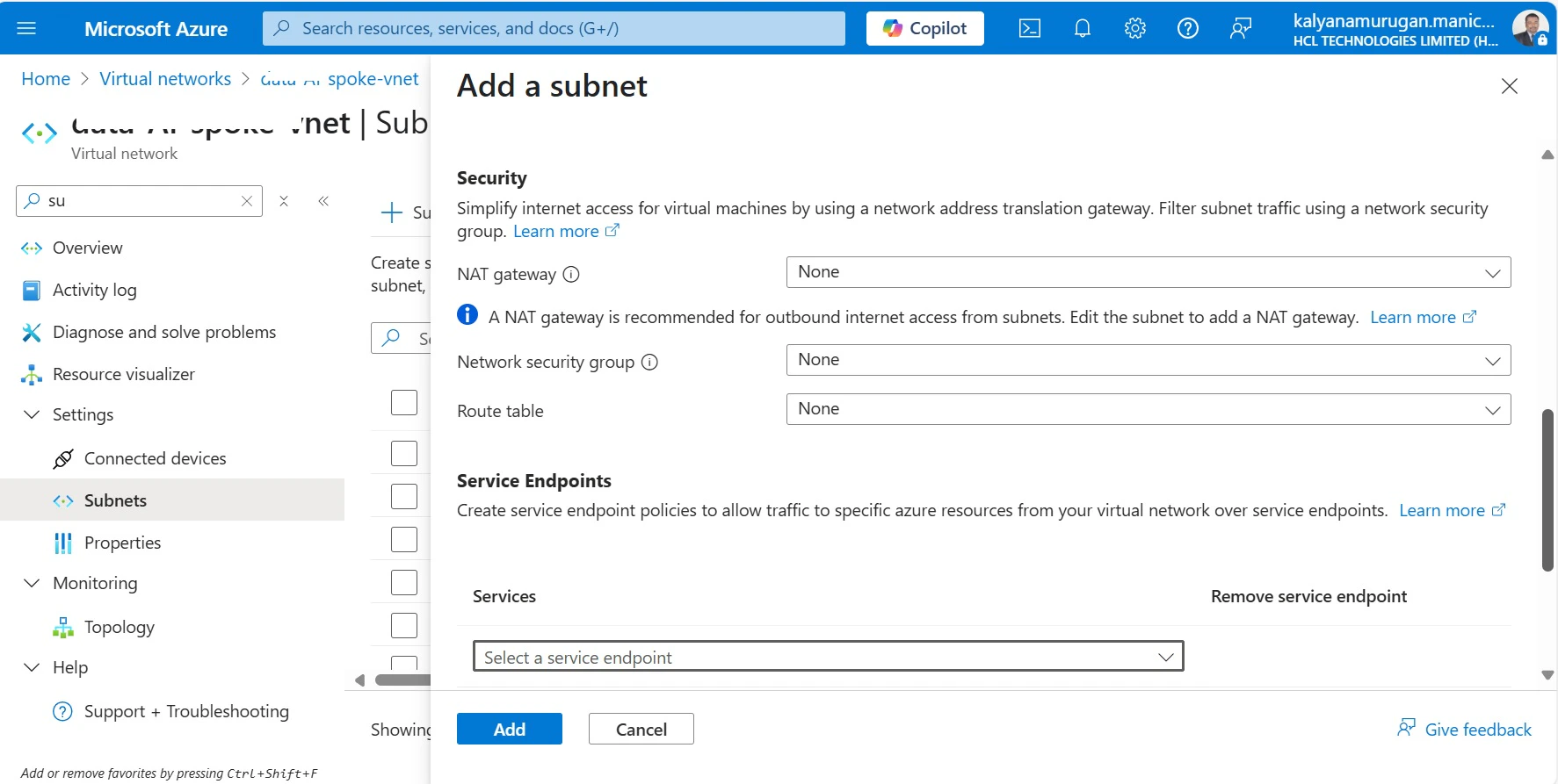 creating subnet